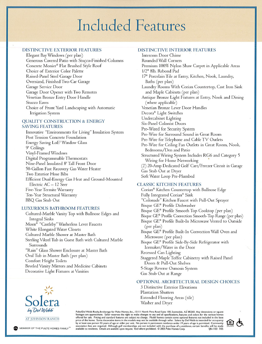 Solera Home Floorplans Solera at Johnson Ranch